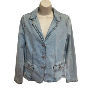 CAbi Light Wash Denim Blazer Jacket Sz 10